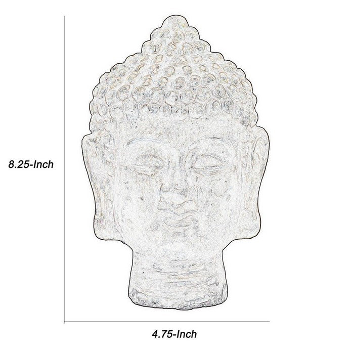 Buddha Head Cement Figurine with Ushnisha Top, Set of 2, Gold