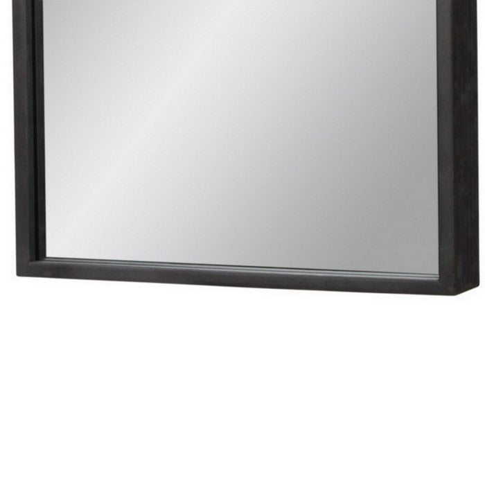 Metal Frame Square Wall Mirror with Rope Handle, Set of 2, Black and Silver