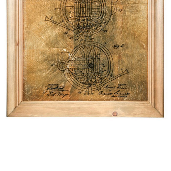 Rectangular Wooden Wall Art with Musical Instruments, Assortment of 4,Brown