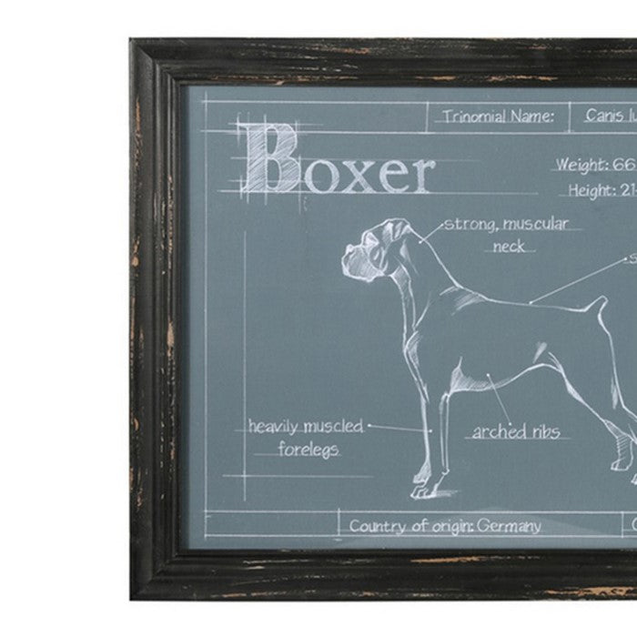 Rectangular Wooden Wall Art with Different Dog Breeds,Assortment of 4, Gray