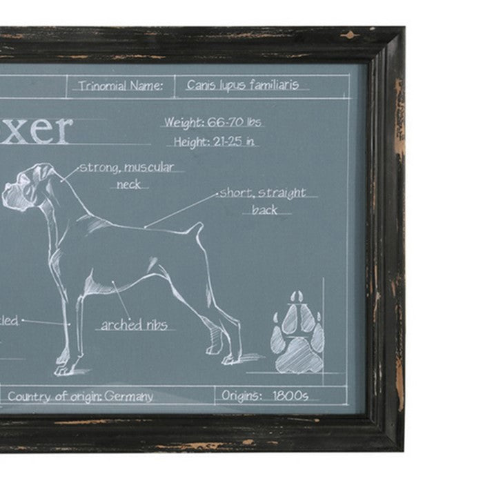 Rectangular Wooden Wall Art with Different Dog Breeds,Assortment of 4, Gray