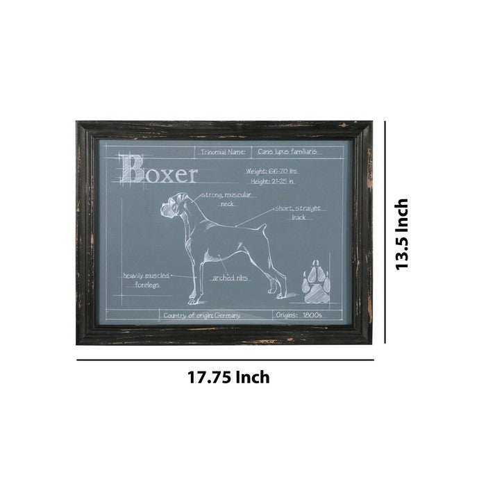 Rectangular Wooden Wall Art with Different Dog Breeds,Assortment of 4, Gray