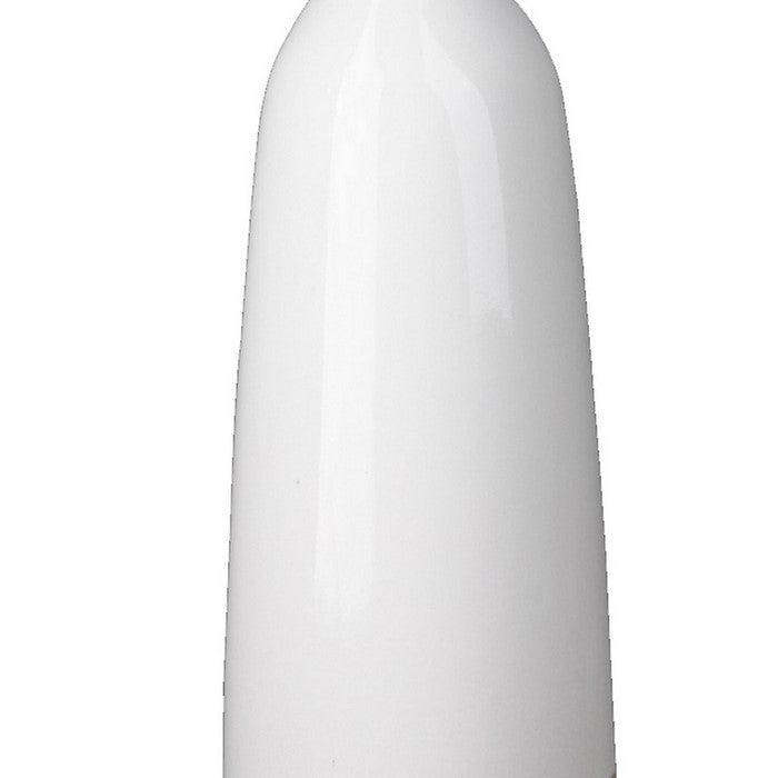 Narrow Mouth Ceramic Vase with Wave Speckled Bottom, Set of 2, Small, White