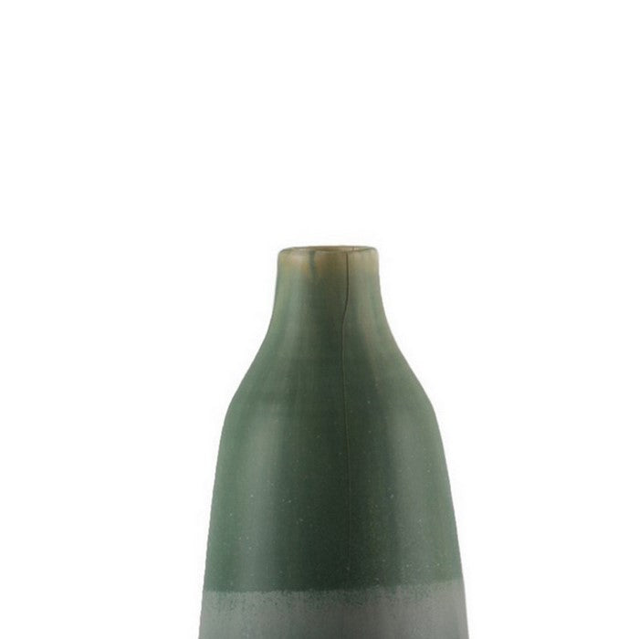 Ceramic Bottle Vase with Narrow Mouth, Small, Set of 2, Gray and Green