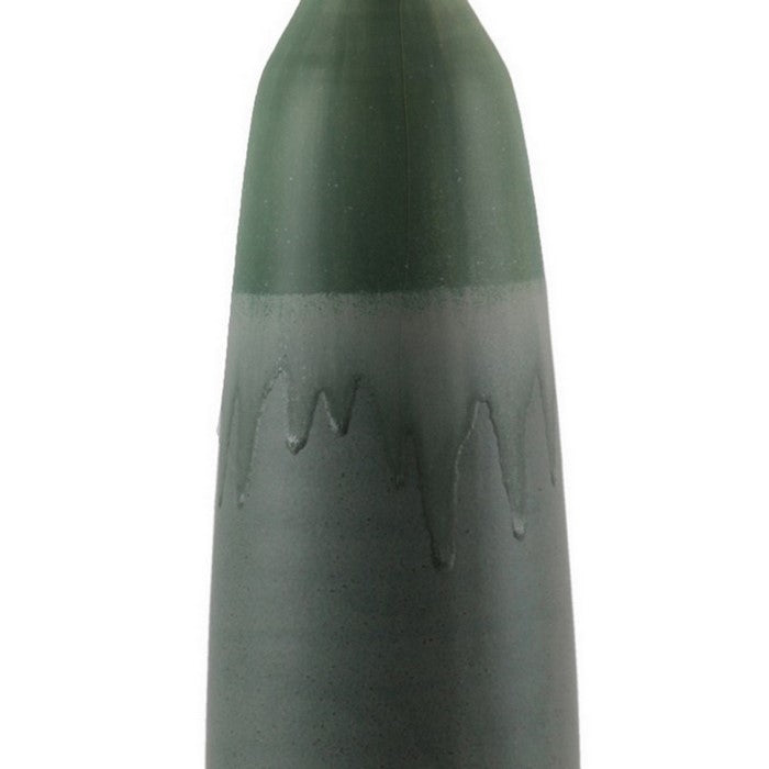 Ceramic Bottle Vase with Narrow Mouth, Small, Set of 2, Gray and Green