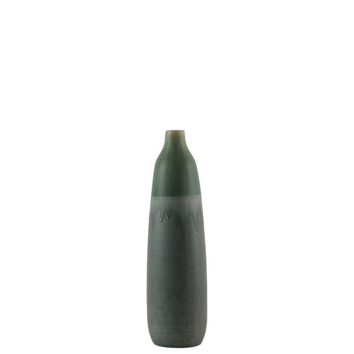 Ceramic Bottle Vase with Narrow Mouth, Small, Set of 2, Gray and Green