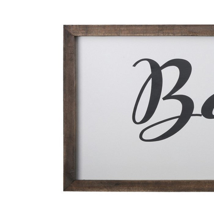 Rectangular Wooden Wall Art with Bakery Typography,Set of 2,Brown and White
