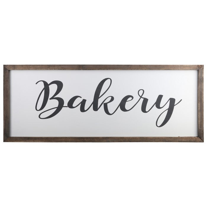 Rectangular Wooden Wall Art with Bakery Typography,Set of 2,Brown and White