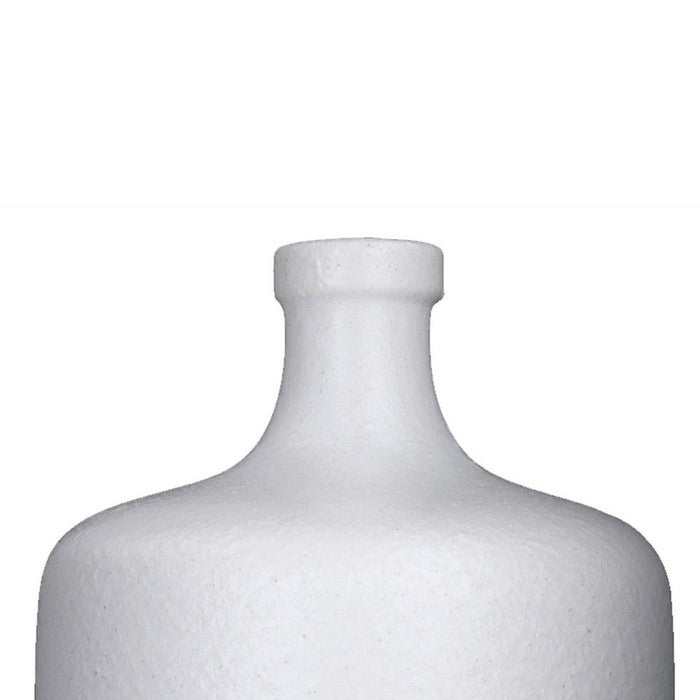 Ceramic Round Vase with Short and Narrow Neck, Large, Set of 2, White