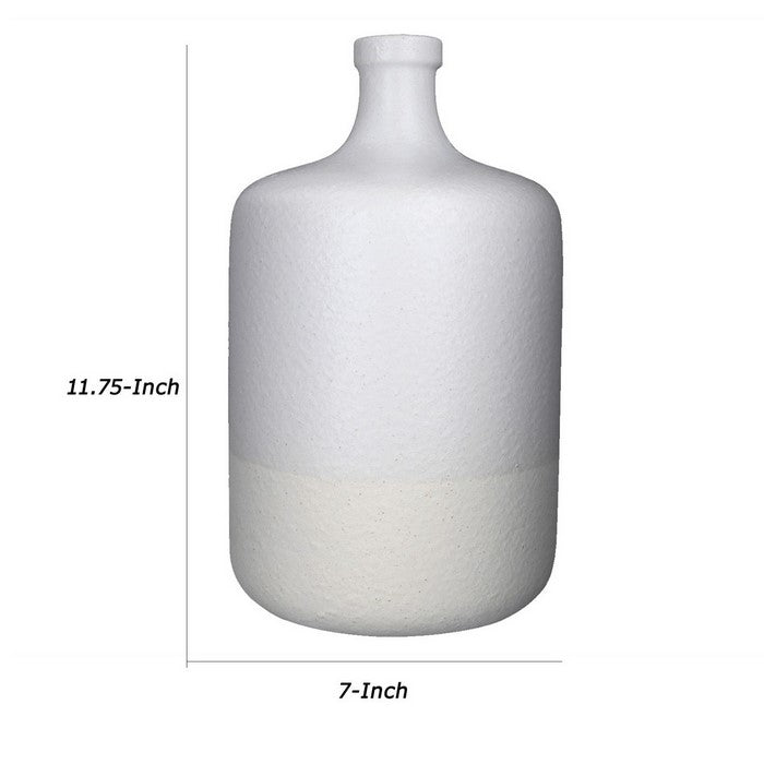 Ceramic Round Vase with Short and Narrow Neck, Large, Set of 2, White