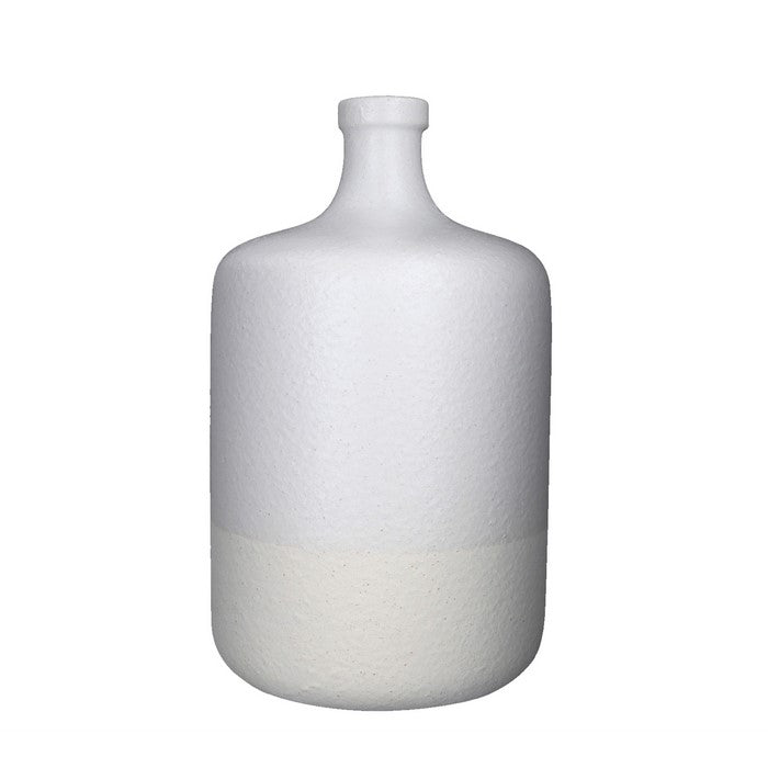 Ceramic Round Vase with Short and Narrow Neck, Large, Set of 2, White