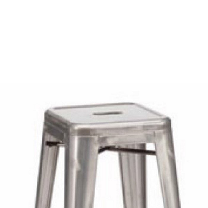 Modern Square Seat Metal Barstool with Angular Legs, Set of 2, Gray - BM219227
