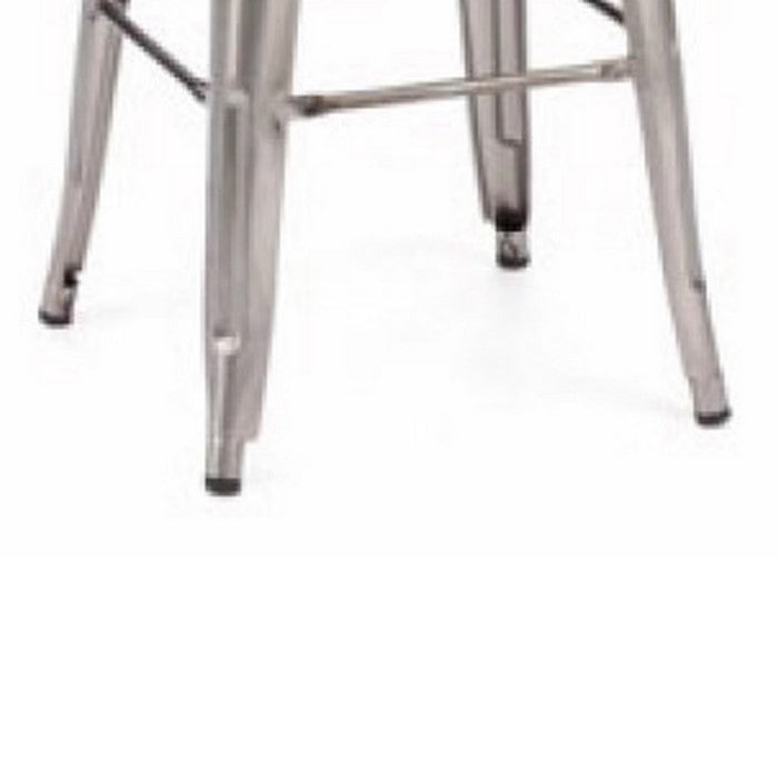 Modern Square Seat Metal Barstool with Angular Legs, Set of 2, Gray - BM219227