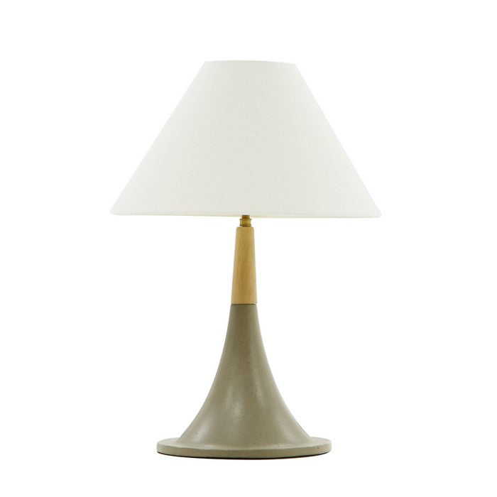 Contemporary Style Concrete Base Table Lamp with Shade, White and Gray - BM219231
