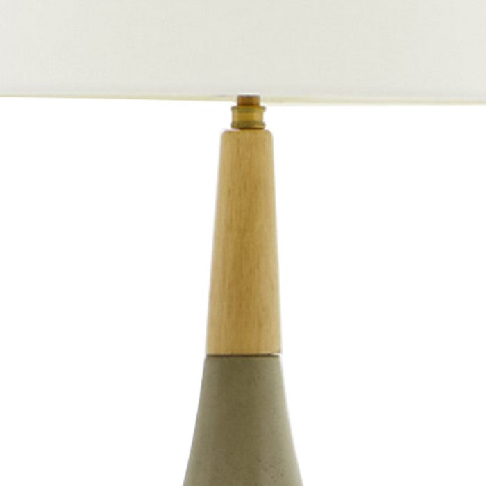 Contemporary Style Concrete Base Table Lamp with Shade, White and Gray - BM219231