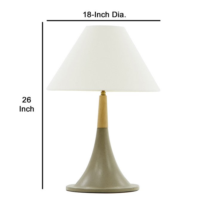 Contemporary Style Concrete Base Table Lamp with Shade, White and Gray - BM219231