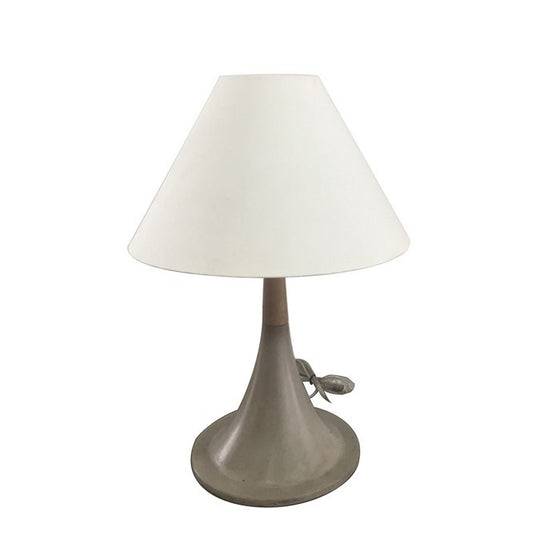 Contemporary Style Concrete Base Table Lamp with Shade, White and Gray - BM219231