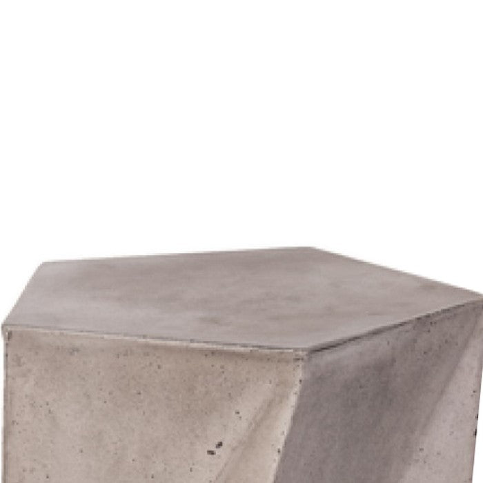 Contemporary Faceted Concrete Stool with Pentagonal Top, Gray - BM219245