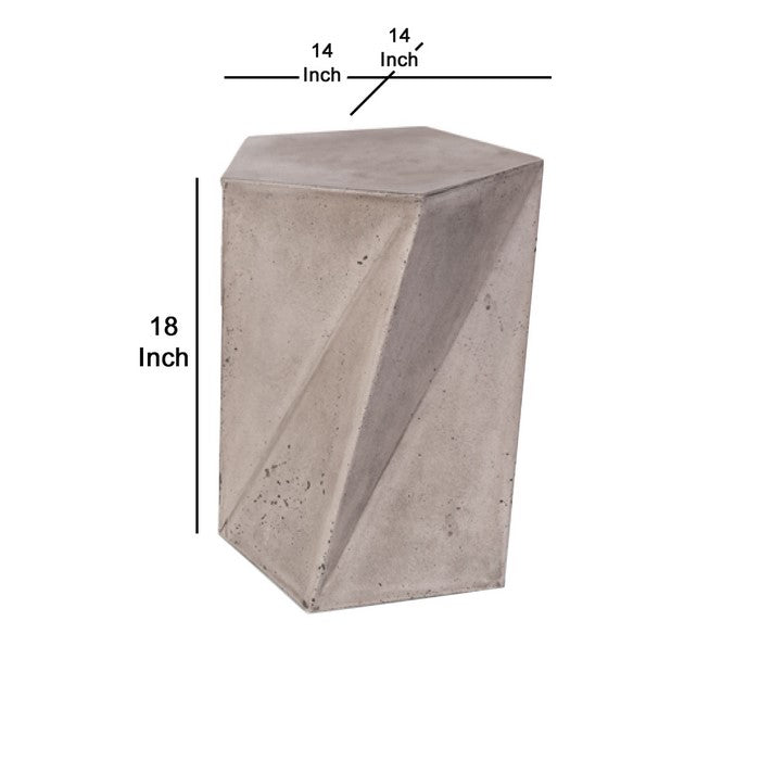 Contemporary Faceted Concrete Stool with Pentagonal Top, Gray - BM219245