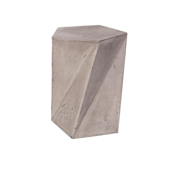 Contemporary Faceted Concrete Stool with Pentagonal Top, Gray - BM219245