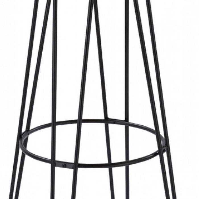 Contemporary Bar Table with Hairpin Legs and Bamboo Top, Black and Brown - BM219246