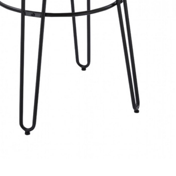 Contemporary Bar Table with Hairpin Legs and Bamboo Top, Black and Brown - BM219246