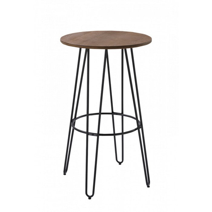 Contemporary Bar Table with Hairpin Legs and Bamboo Top, Black and Brown - BM219246