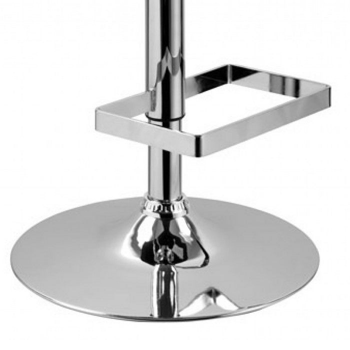 Leather Upholstered Adjustable Swivel Barstool, Black and Silver - BM219248