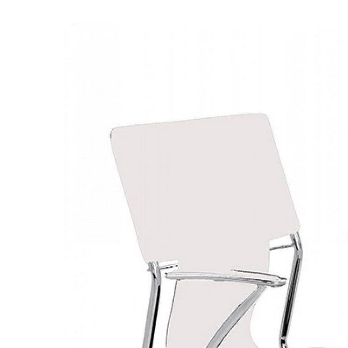 Leatherette Office Chair with Lumbar Support and 5 Star Base, White - BM219257