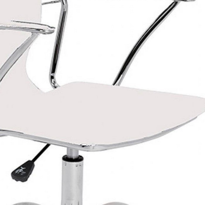 Leatherette Office Chair with Lumbar Support and 5 Star Base, White - BM219257
