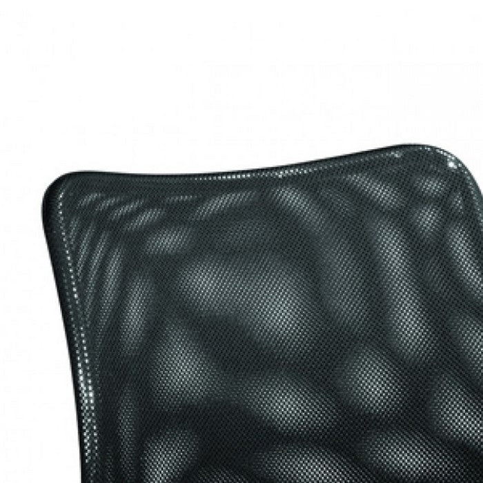 Fabric Upholstered Office Chair with Tubular Legs and Cushioned Seat, Black - BM219258