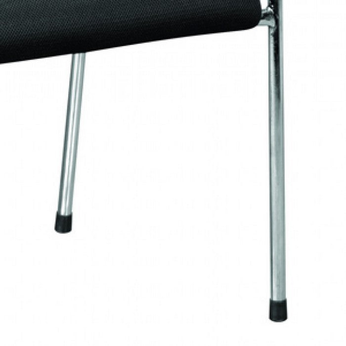 Fabric Upholstered Office Chair with Tubular Legs and Cushioned Seat, Black - BM219258