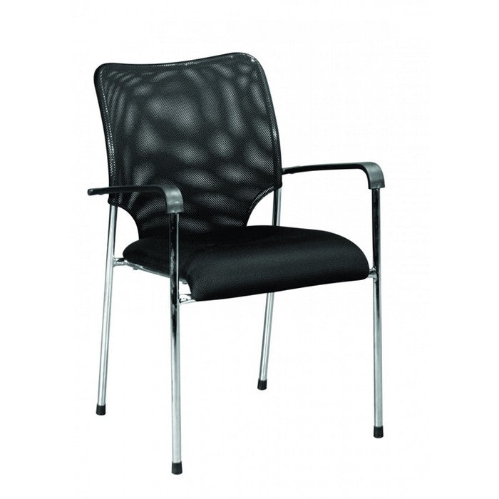 Fabric Upholstered Office Chair with Tubular Legs and Cushioned Seat, Black - BM219258