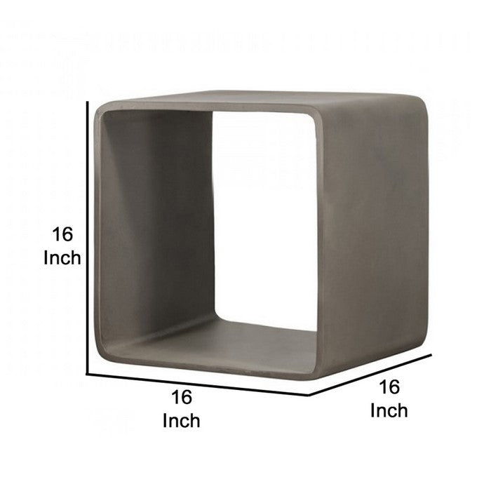 Contemporary Style Concrete Cube Shelf with Curved Edges, Gray - BM219259