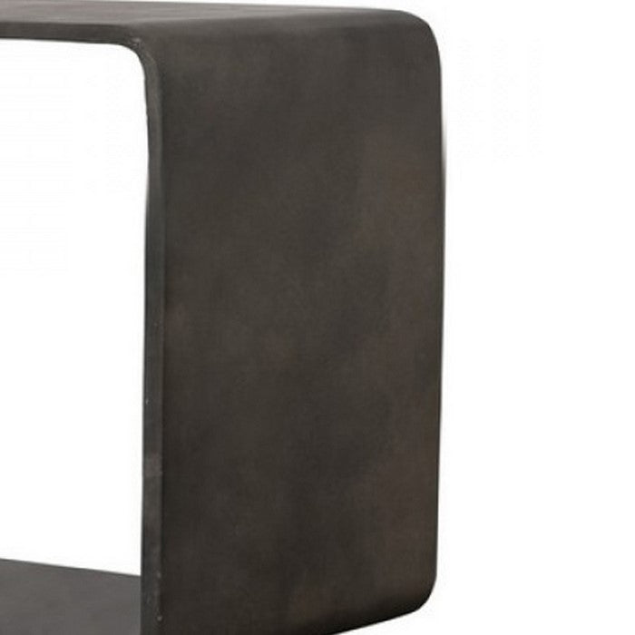 Contemporary Style Concrete Cube Shelf with Curved Edges, Dark Gray - BM219260