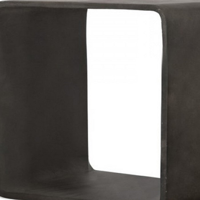 Contemporary Style Concrete Cube Shelf with Curved Edges, Dark Gray - BM219260