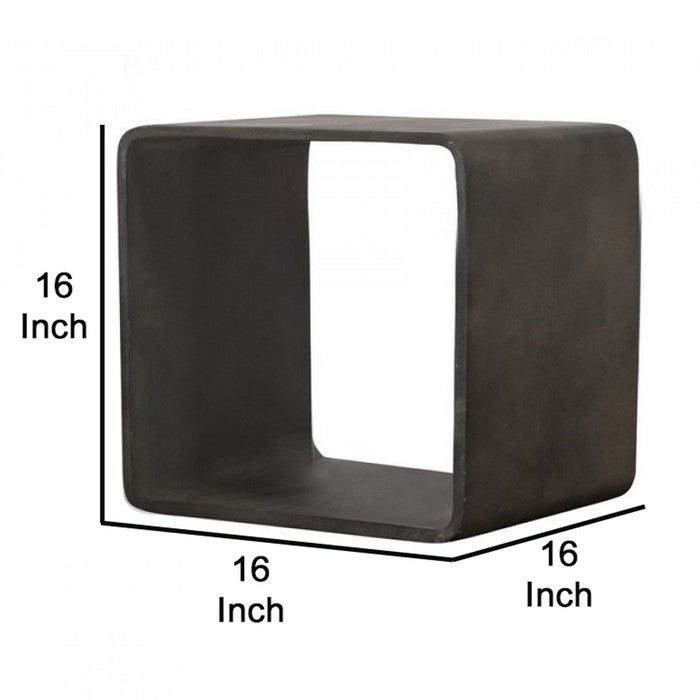 Contemporary Style Concrete Cube Shelf with Curved Edges, Dark Gray - BM219260