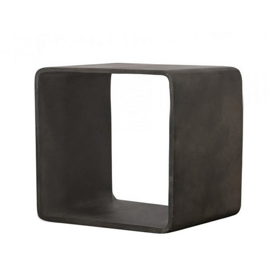 Contemporary Style Concrete Cube Shelf with Curved Edges, Dark Gray - BM219260