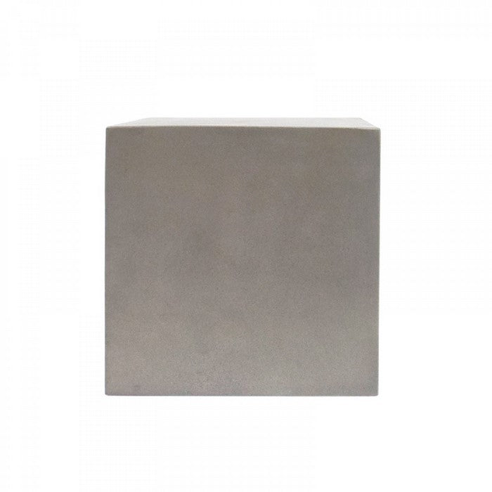 Contemporary Style Concrete Cube End Table with Sharp Edges, Gray - BM219261