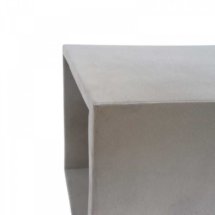 Contemporary Style Concrete Cube End Table with Sharp Edges, Gray - BM219261
