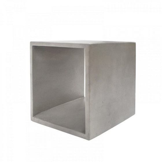 Contemporary Style Concrete Cube End Table with Sharp Edges, Gray - BM219261