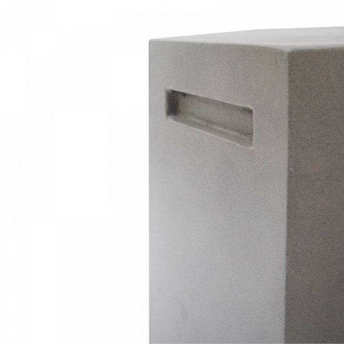 Contemporary Style Hexagonal Concrete Stool with Grove Handle, Gray - BM219262
