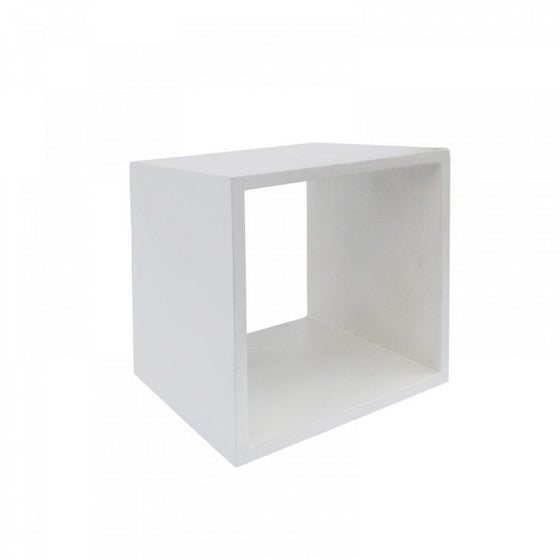Contemporary Style Concrete Cube End Table with Sharp Edges, White - BM219264