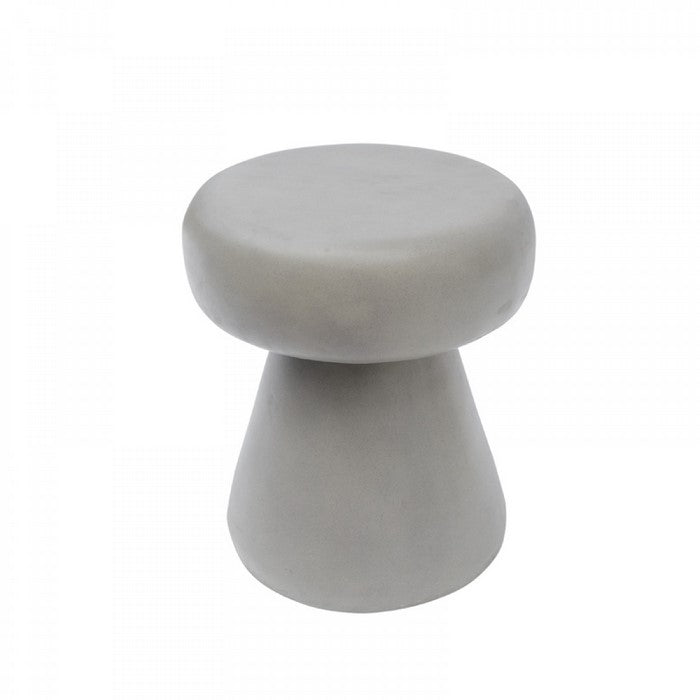 Contemporary Style Mushroom Shaped Concrete Stool, Gray - BM219265