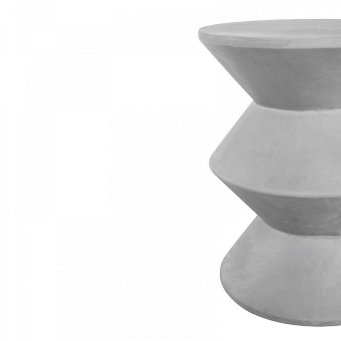Contemporary Round Pot Design Concrete Stool, Gray - BM219266