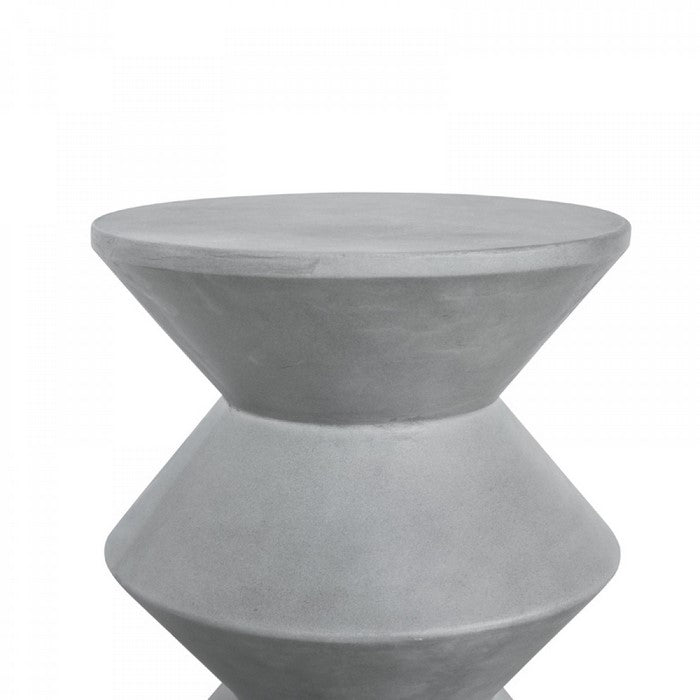 Contemporary Round Pot Design Concrete Stool, Gray - BM219266