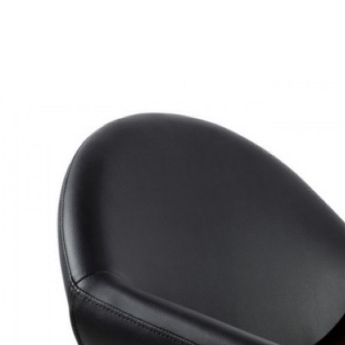 Eco Leather swivel Barstool with Round Flat Base, Black and Silver - BM219269