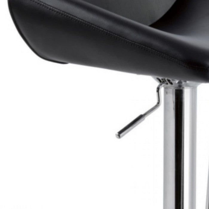 Eco Leather swivel Barstool with Round Flat Base, Black and Silver - BM219269