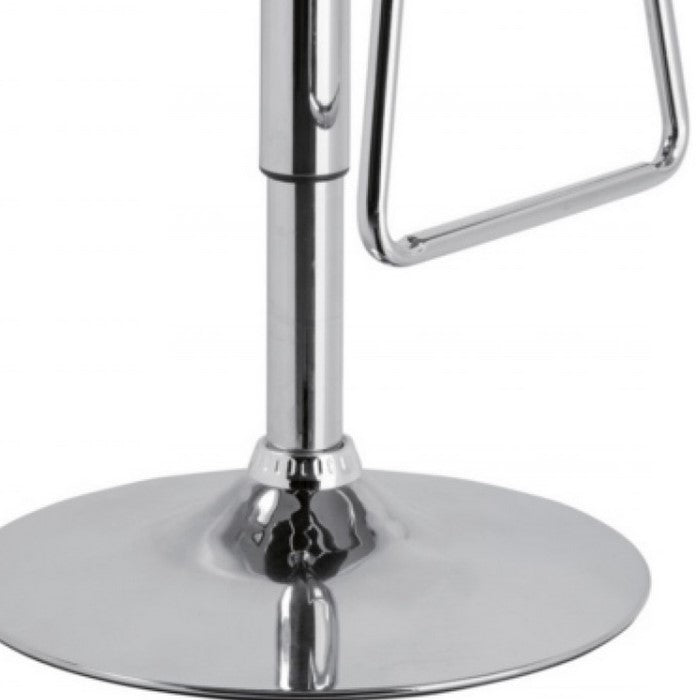 Eco Leather swivel Barstool with Round Flat Base, Black and Silver - BM219269