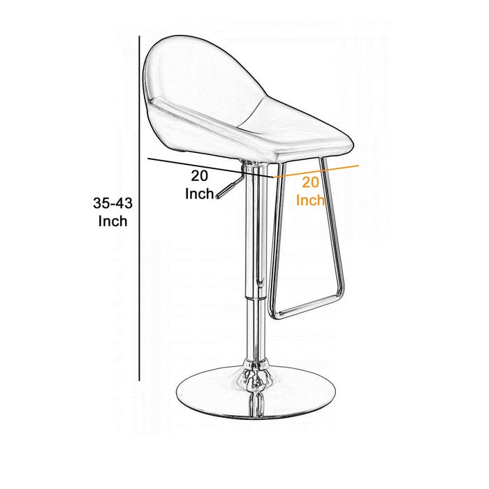 Eco Leather swivel Barstool with Round Flat Base, Black and Silver - BM219269